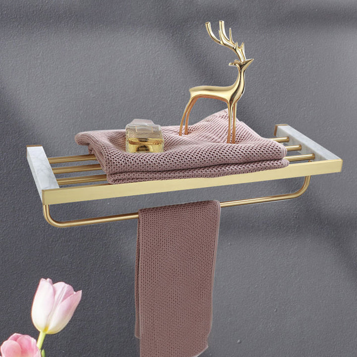 Lisslune | Polished Brass Bathroom Accessory Set Marble Bathroom Hardware