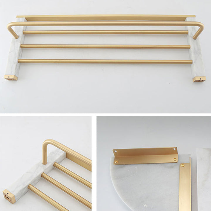 Lisslune | Polished Brass Bathroom Accessory Set Marble Bathroom Hardware