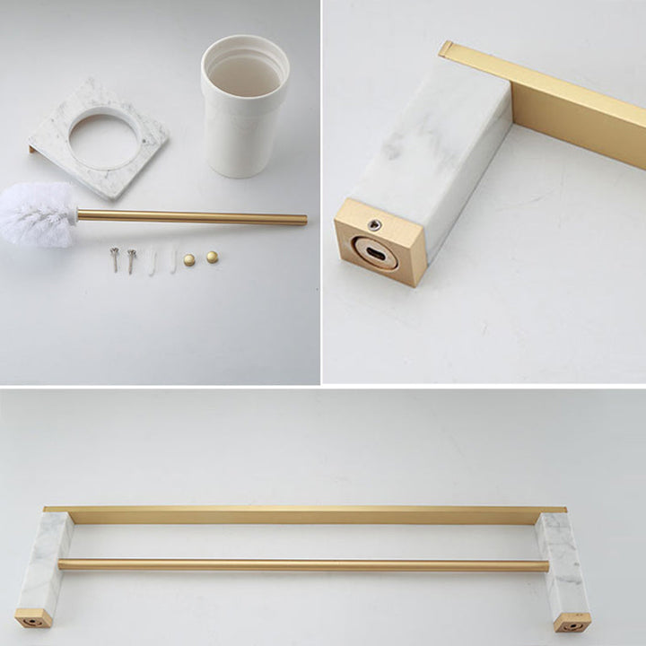 Lisslune | Polished Brass Bathroom Accessory Set Marble Bathroom Hardware