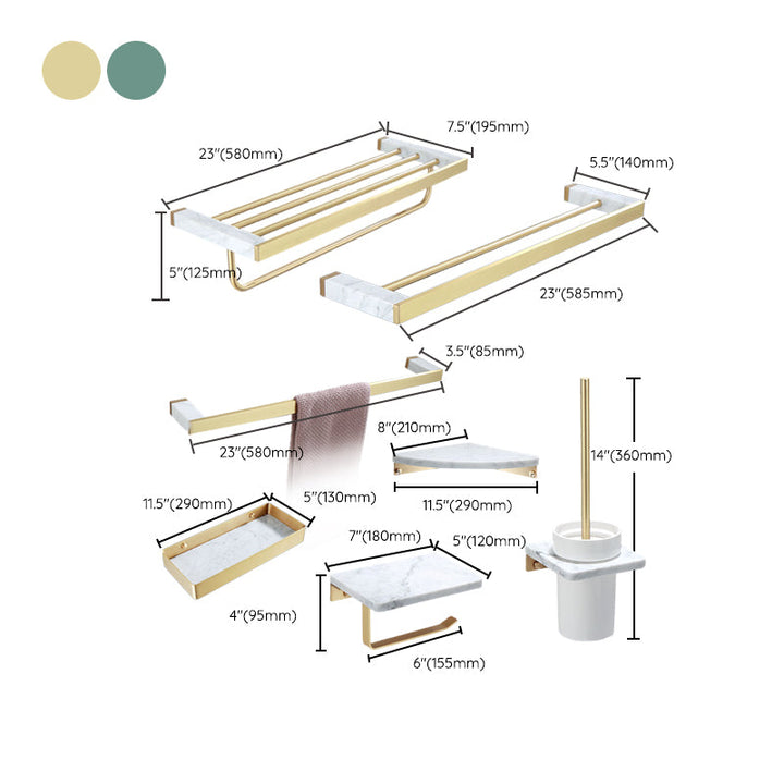 Lisslune | Polished Brass Bathroom Accessory Set Marble Bathroom Hardware