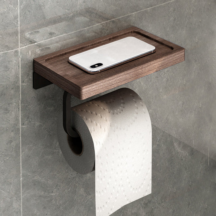 Lisslune | 7-piece bathroom accessory set metal bath set with wood accents