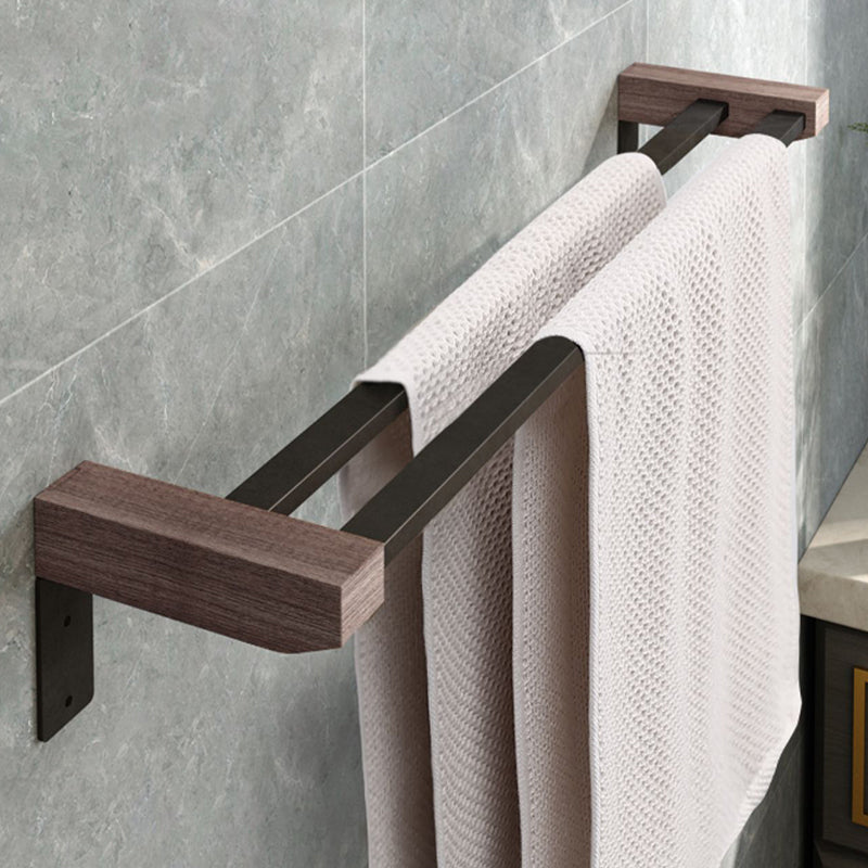 Lisslune | 7-piece bathroom accessory set metal bath set with wood accents