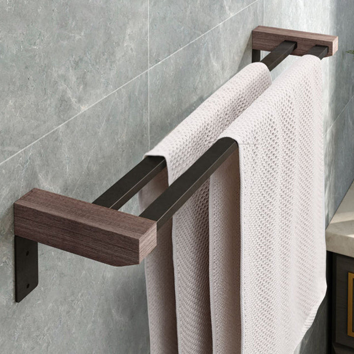 Lisslune | 7-piece bathroom accessory set metal bath set with wood accents