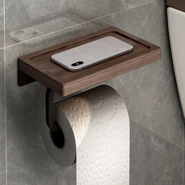 Lisslune | 7-piece bathroom accessory set metal bath set with wood accents
