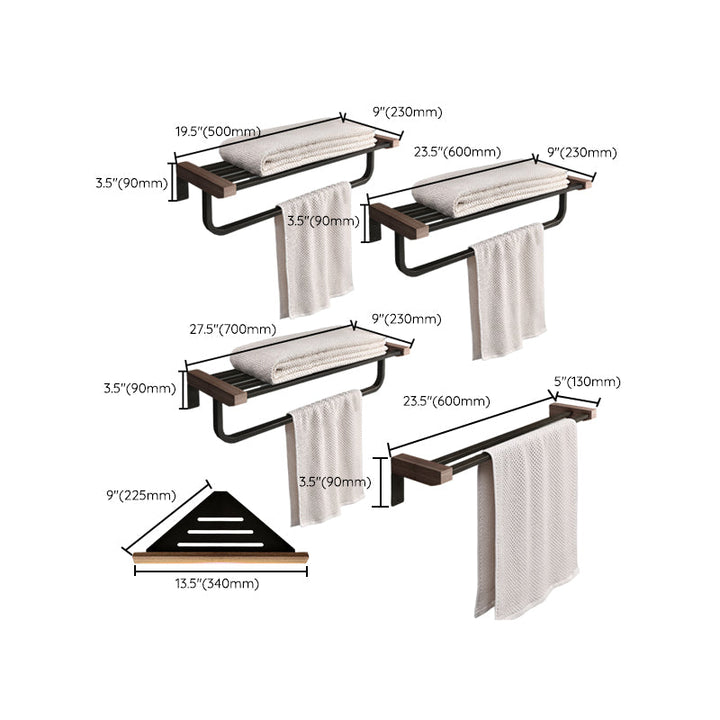 Lisslune | 7-piece bathroom accessory set metal bath set with wood accents