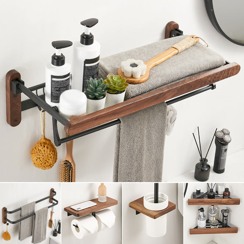 Lisslune | Solid Wood Bathroom Accessories Set Folding Metal Bathroom Accessories