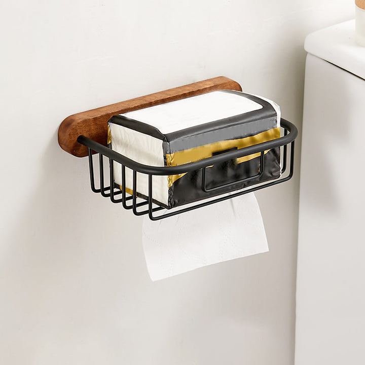 Lisslune | Solid Wood Bathroom Accessories Set Folding Metal Bathroom Accessories