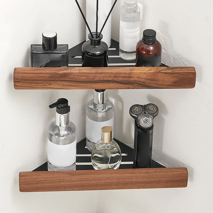 Lisslune | Solid Wood Bathroom Accessories Set Folding Metal Bathroom Accessories