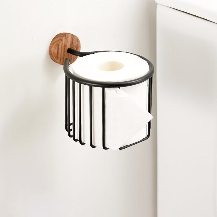 Lisslune | Solid Wood Bathroom Accessories Set Folding Metal Bathroom Accessories