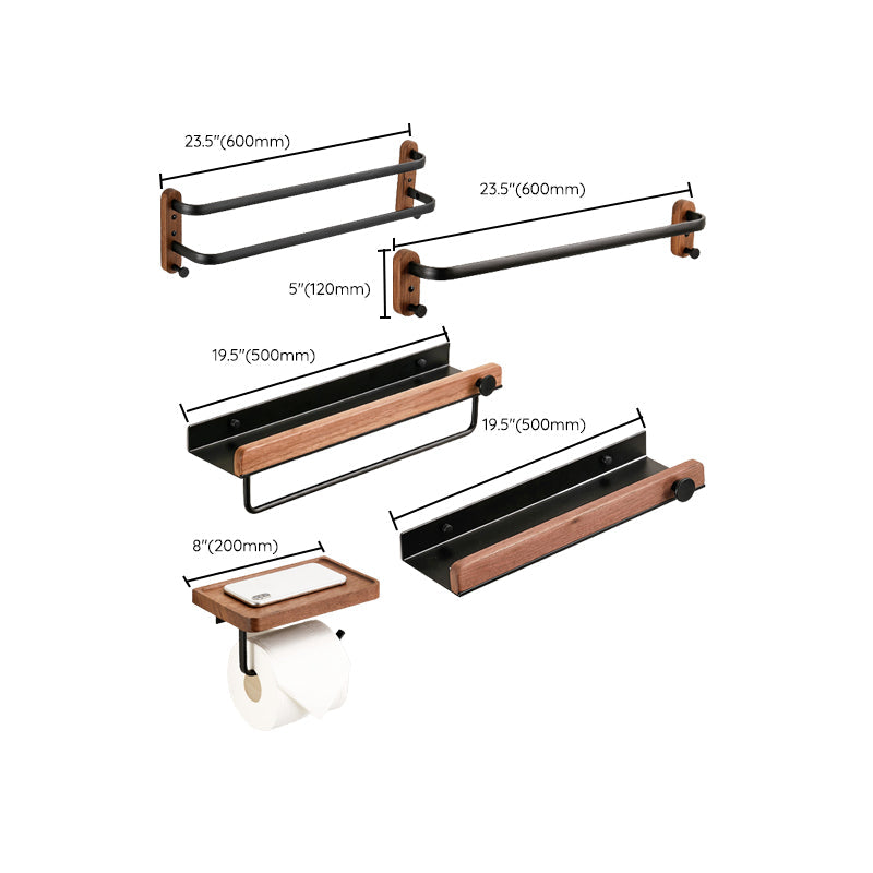 Lisslune | Solid Wood Bathroom Accessories Set Folding Metal Bathroom Accessories