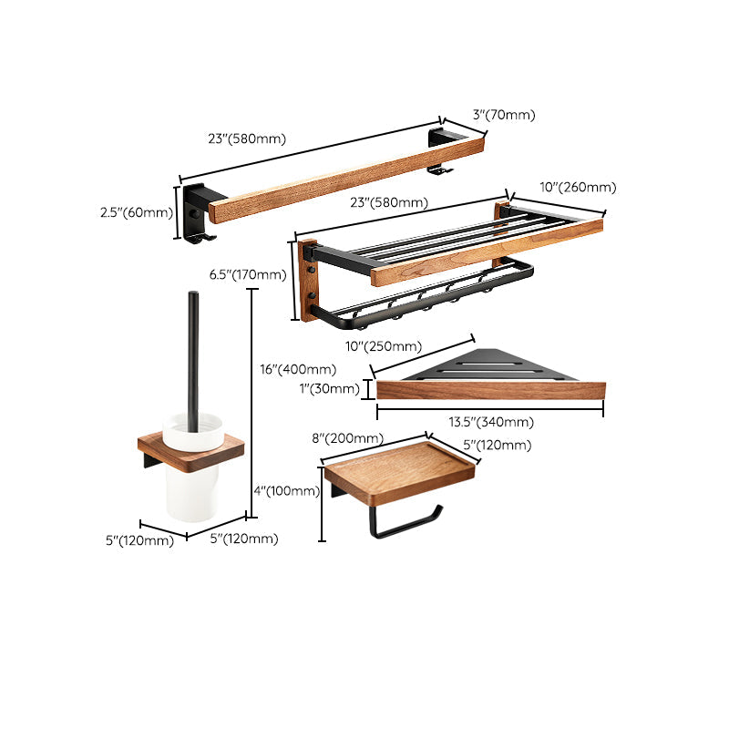 Lisslune | 7-piece toilet accessory set made of solid wood and metal