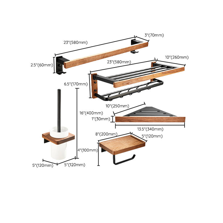 Lisslune | 7-piece toilet accessory set made of solid wood and metal
