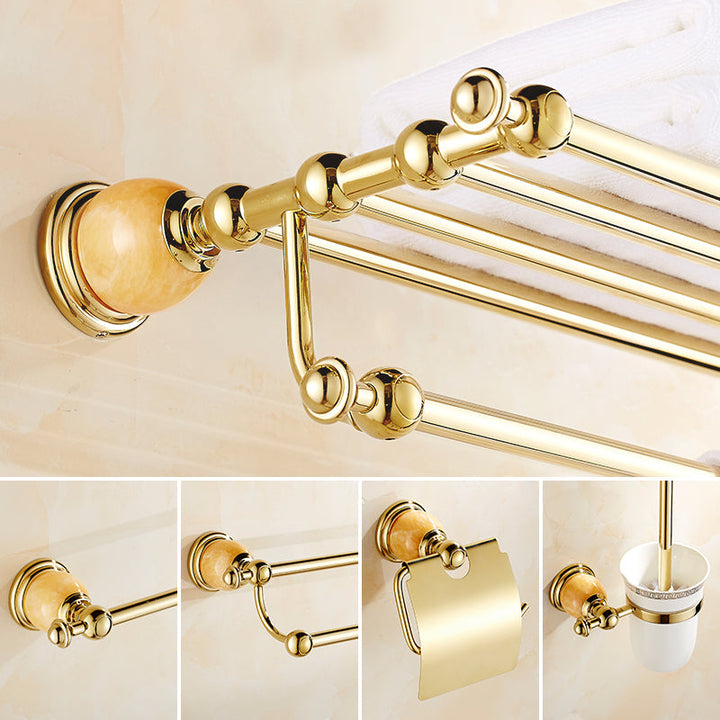 Lisslune | Polished Gold Bathroom Set Metal Bathroom Accessories Hardware Set