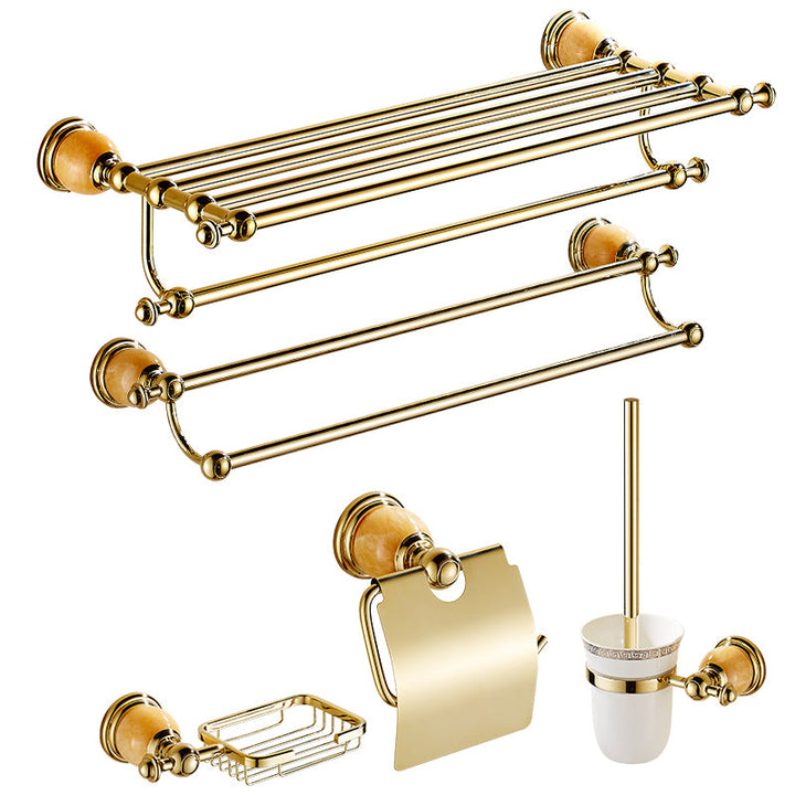 Lisslune | Polished Gold Bathroom Set Metal Bathroom Accessories Hardware Set