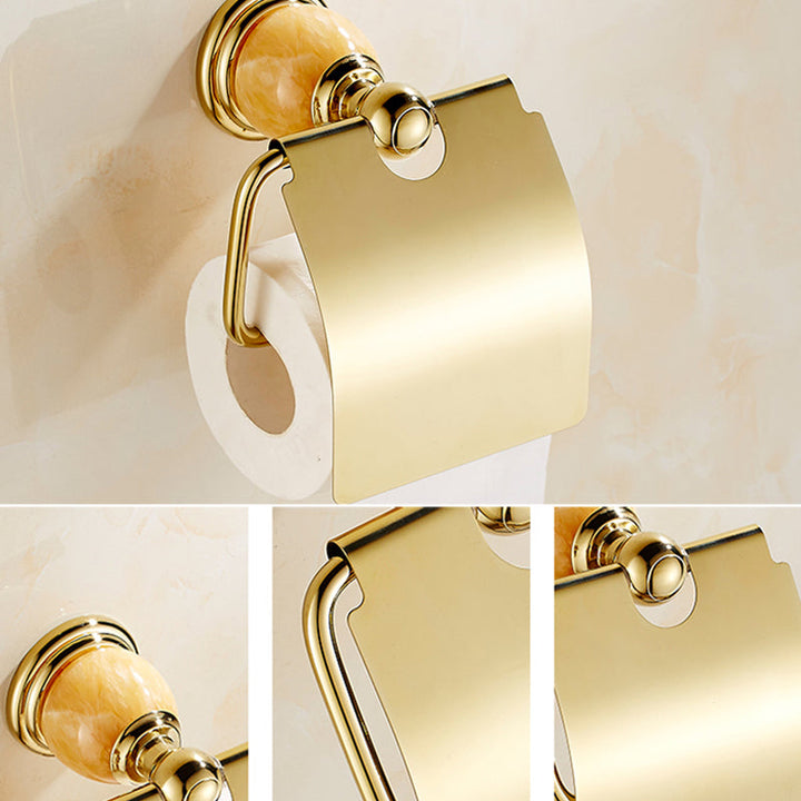 Lisslune | Polished Gold Bathroom Set Metal Bathroom Accessories Hardware Set