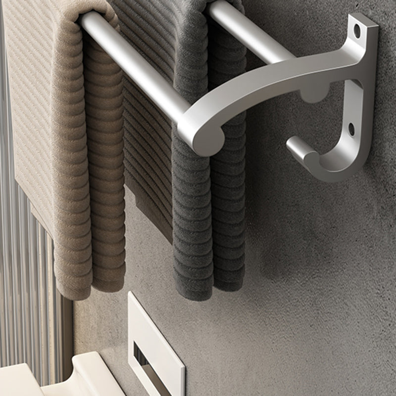 Lisslune | Contemporary Silver Metal Bathroom Fittings Set with Triangle Bathroom Shelf