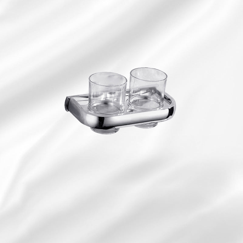 Lisslune | Contemporary silver bathroom set with bathroom shelf and towel rail