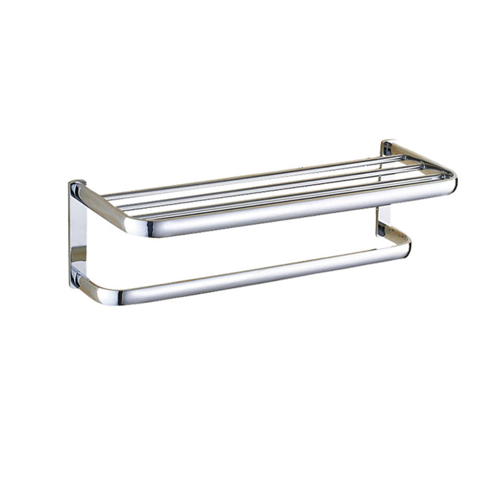 Lisslune | Contemporary silver bathroom set with bathroom shelf and towel rail