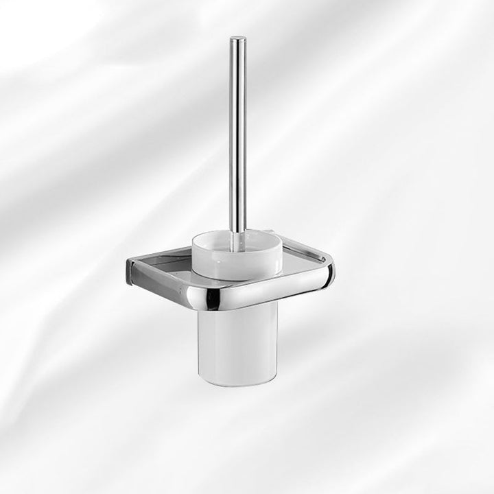 Lisslune | Contemporary silver bathroom set with bathroom shelf and towel rail