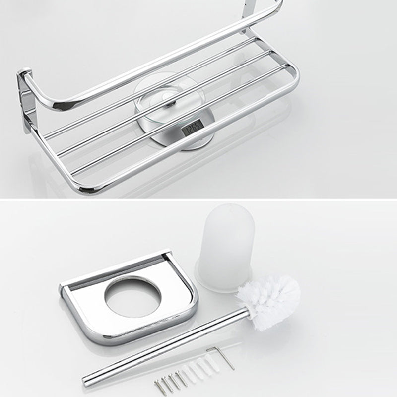 Lisslune | Contemporary silver bathroom set with bathroom shelf and towel rail