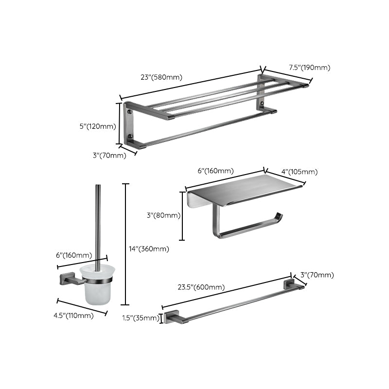 Lisslune | Matte Gray Bathroom Set Metal Bathroom Accessories Hardware Set