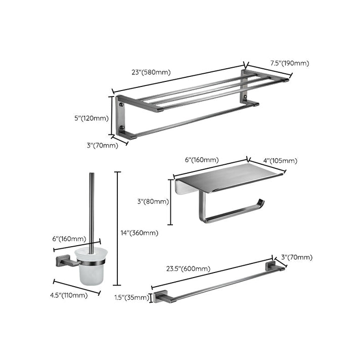 Lisslune | Matte Gray Bathroom Set Metal Bathroom Accessories Hardware Set