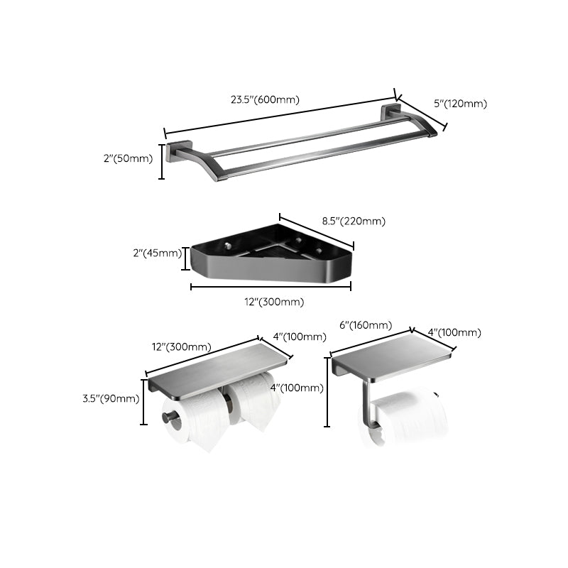 Lisslune | Matte Gray Bathroom Set Metal Bathroom Accessories Hardware Set