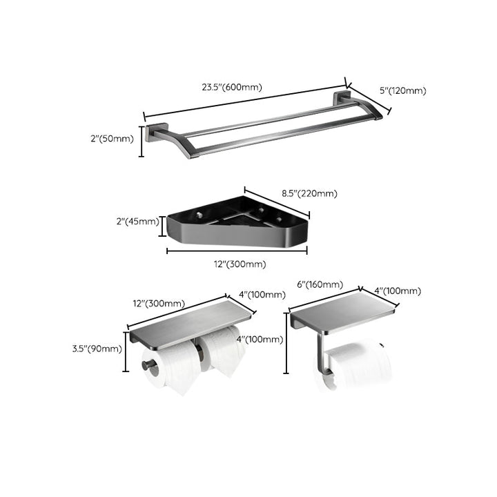 Lisslune | Matte Gray Bathroom Set Metal Bathroom Accessories Hardware Set