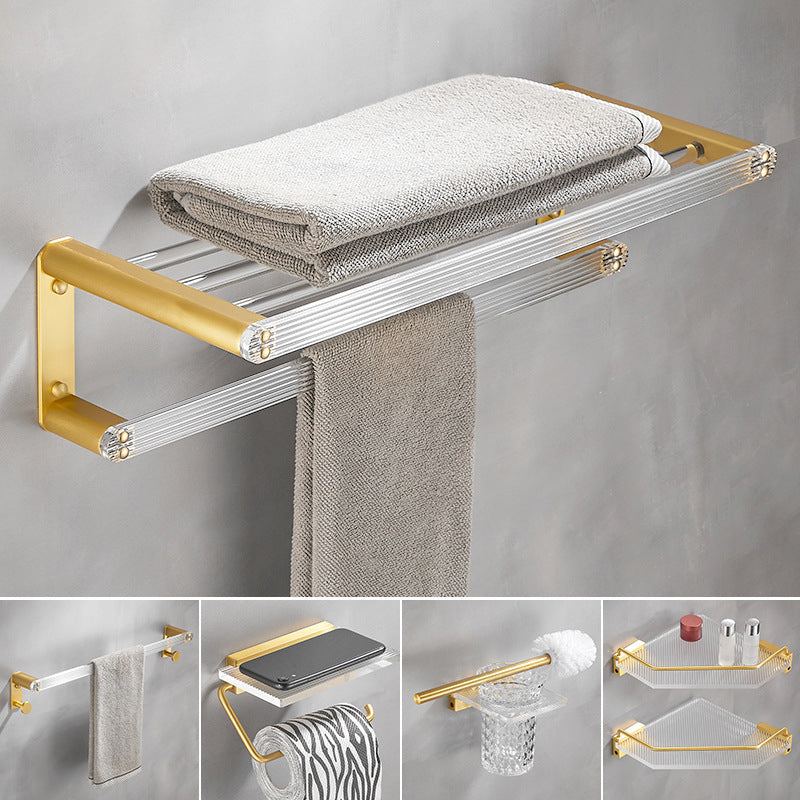 Lisslune | Bathroom Accessories Set in Gold Metal and Acrylic Bathroom Accessories Set