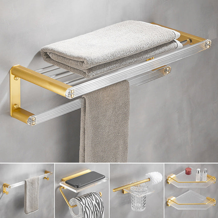 Lisslune | Bathroom Accessories Set in Gold Metal and Acrylic Bathroom Accessories Set