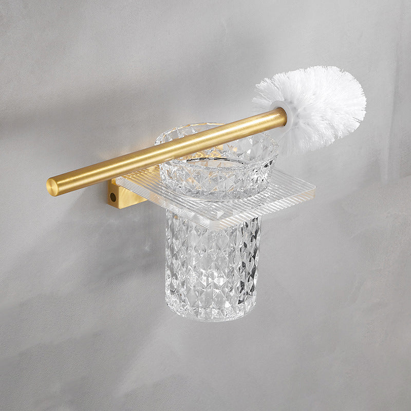 Lisslune | Bathroom Accessories Set in Gold Metal and Acrylic Bathroom Accessories Set