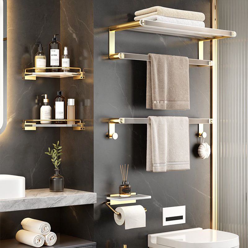 Lisslune | Bathroom Accessories Set in Gold Metal and Acrylic Bathroom Accessories Set