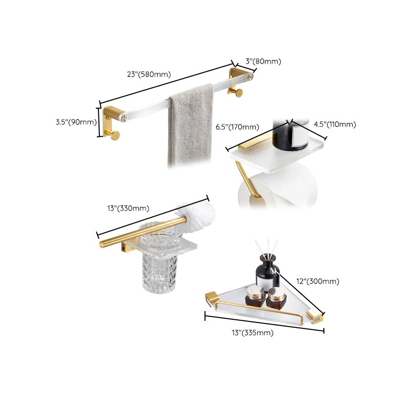 Lisslune | Bathroom Accessories Set in Gold Metal and Acrylic Bathroom Accessories Set