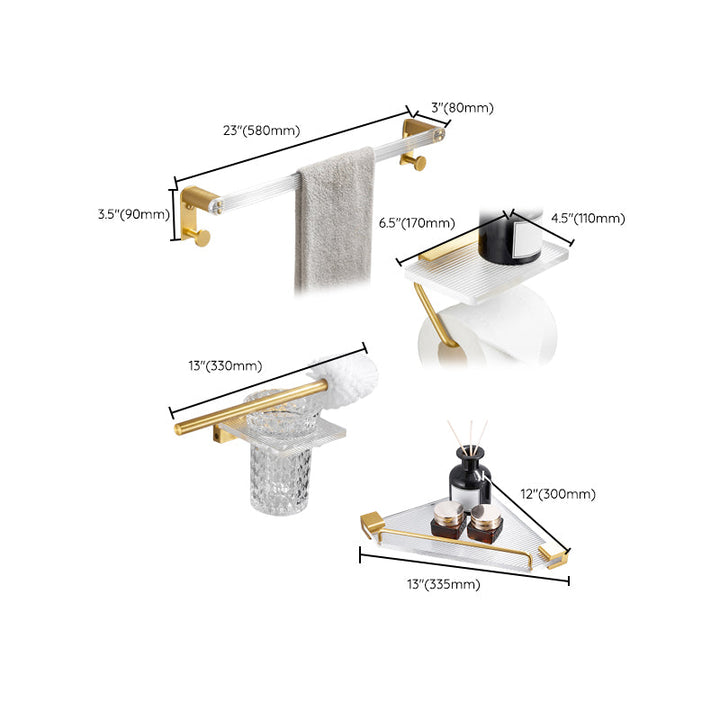 Lisslune | Bathroom Accessories Set in Gold Metal and Acrylic Bathroom Accessories Set