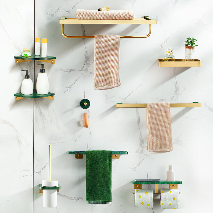 Lisslune | Brass Bathroom Accessory Set Marble Bathroom Accessory Set for Home