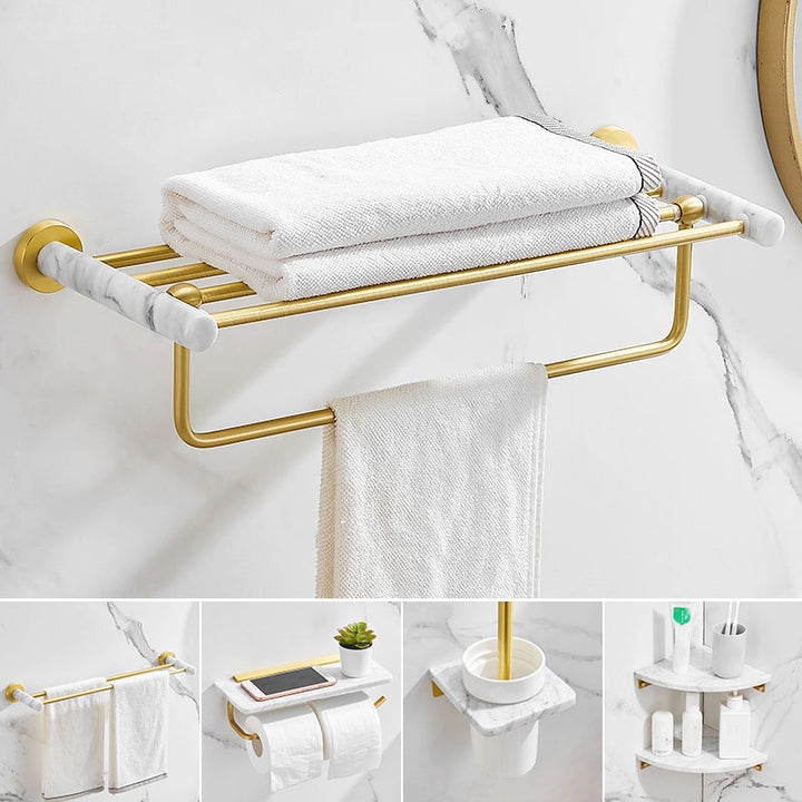 Lisslune | 7-piece bathroom accessory set marble and metal bathroom hardware