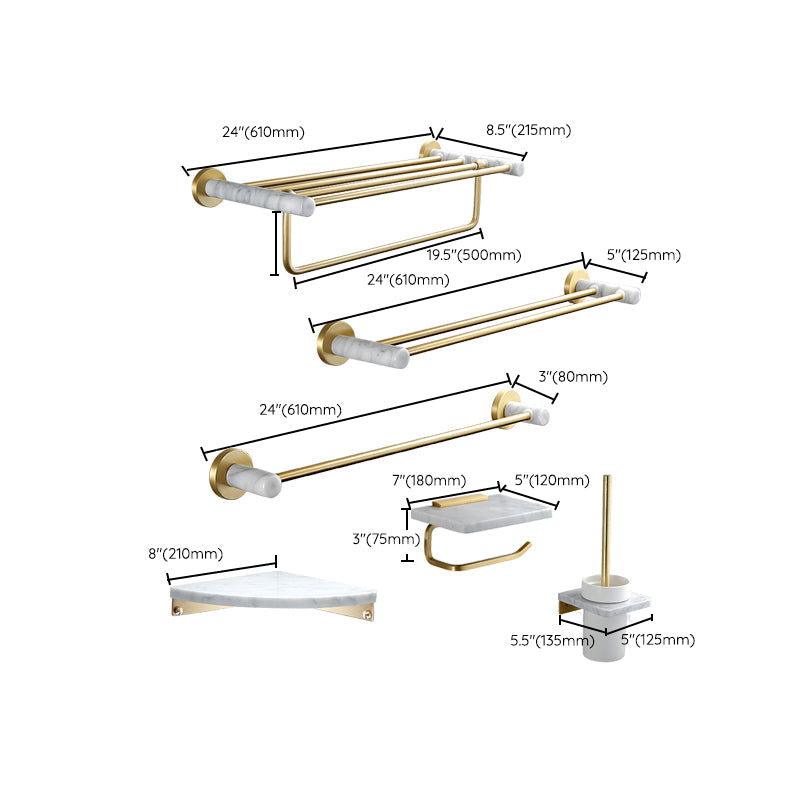 Lisslune | 7-piece bathroom accessory set marble and metal bathroom hardware