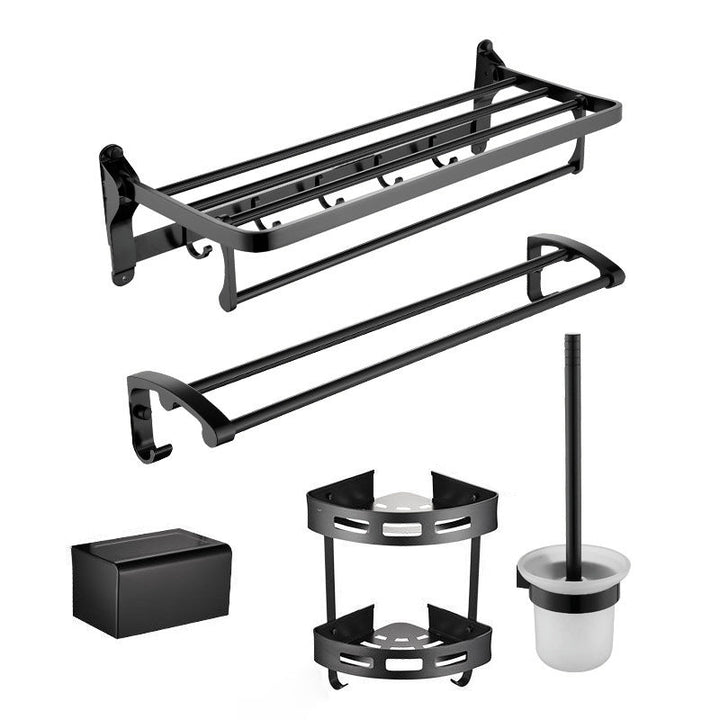 Lisslune | Contemporary Metal 5-piece Bathroom Accessories Set with Bath Shelf