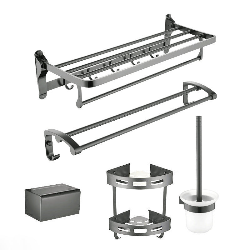 Lisslune | Contemporary Metal 5-piece Bathroom Accessories Set with Bath Shelf