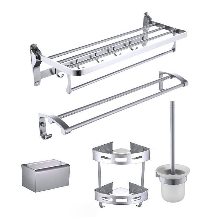 Lisslune | Contemporary Metal 5-piece Bathroom Accessories Set with Bath Shelf