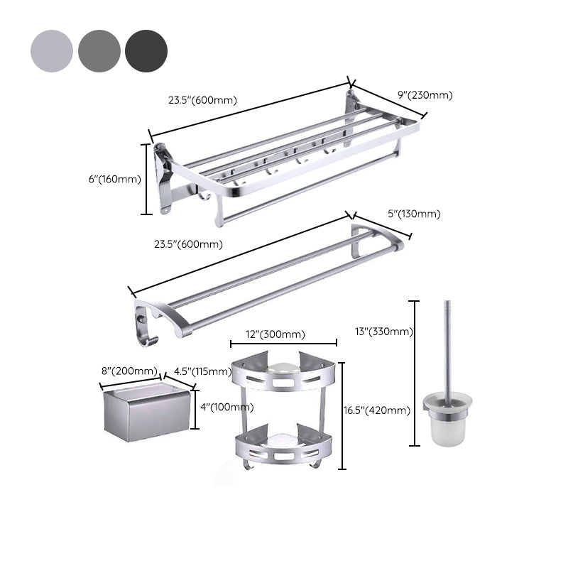 Lisslune | Contemporary Metal 5-piece Bathroom Accessories Set with Bath Shelf