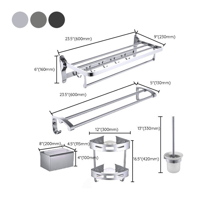 Lisslune | Contemporary Metal 5-piece Bathroom Accessories Set with Bath Shelf