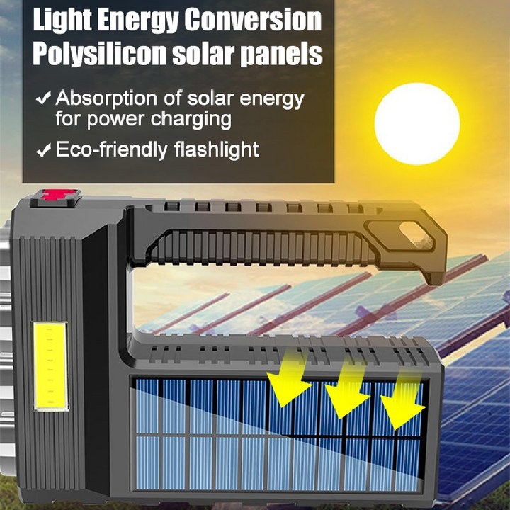 Lisslune | Solar LED Flashlight – Waterproof, powerful handheld spotlight with lithium battery