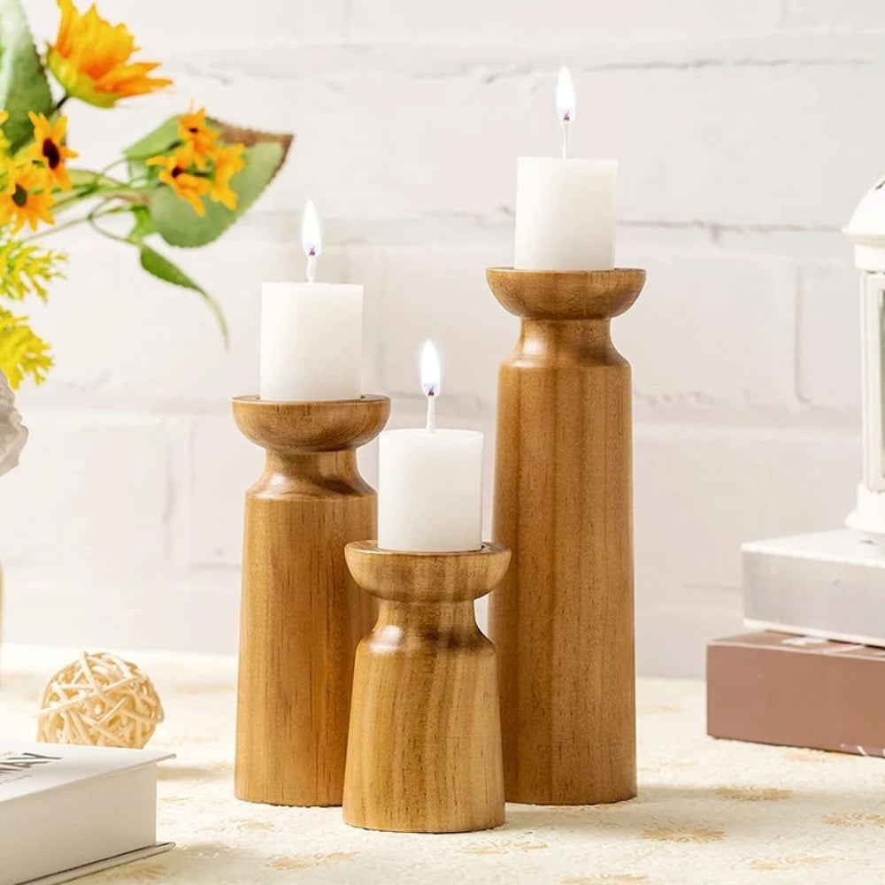 Lisslune | Heirloom Carved Wooden Candle Holders