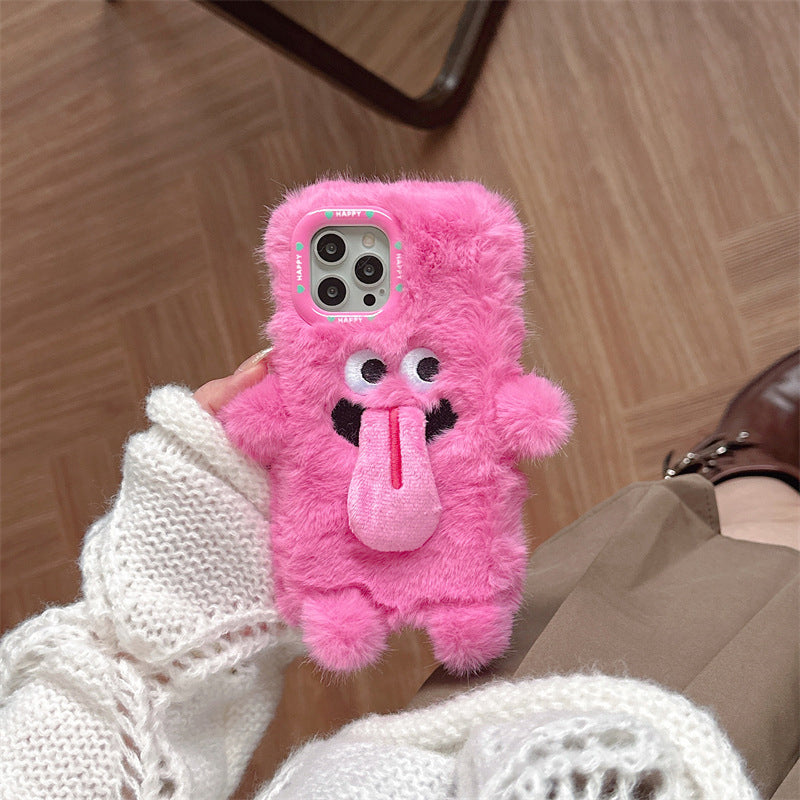 Lisslune | Funny Tongue Sticking Out Plush Phone Case For iPhone