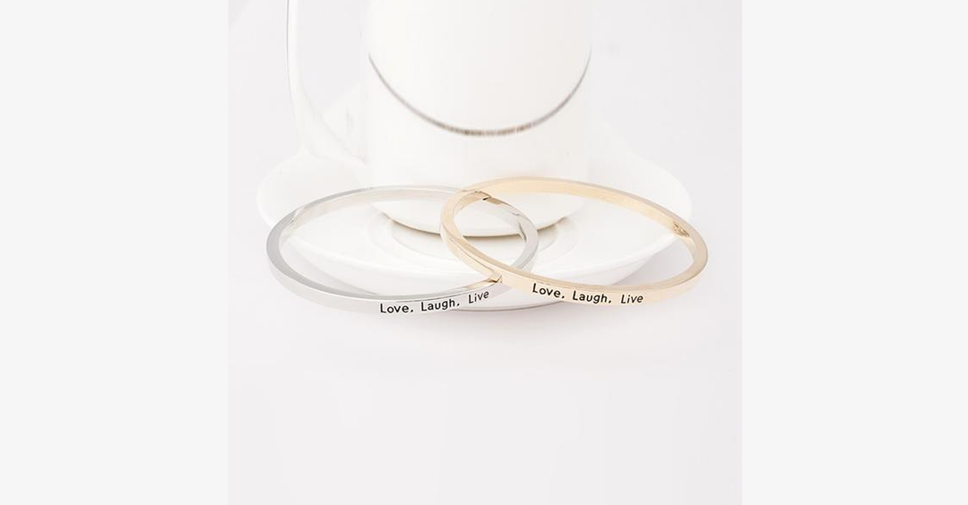 Lisslune | Love Laugh Live Engraved Cuff Bracelet