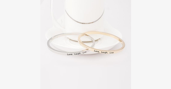 Lisslune | Love Laugh Live Engraved Cuff Bracelet