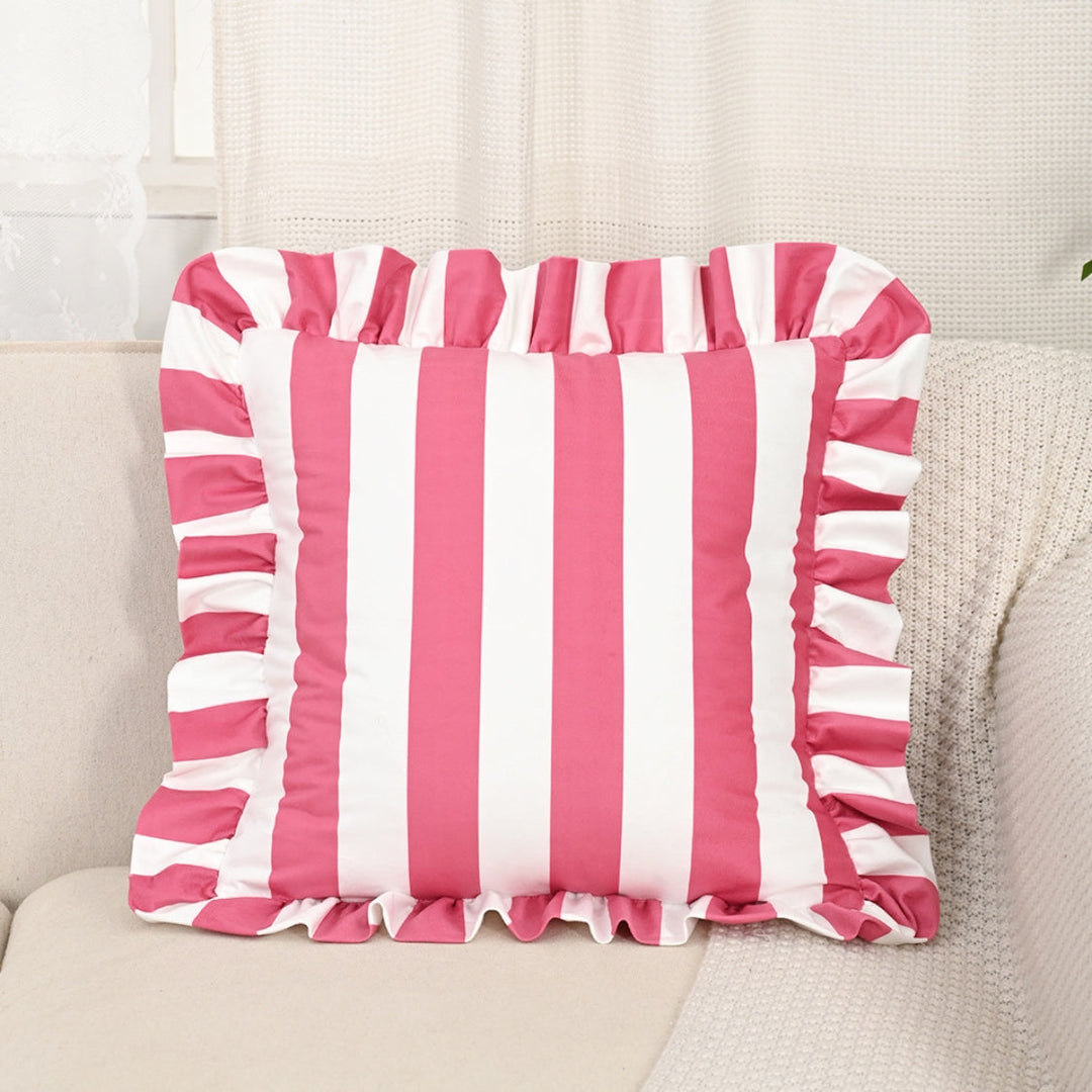 Lisslune | Retro Striped Ruffle Cushion Cover