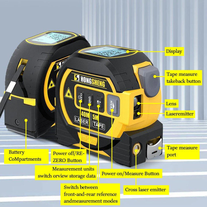 Lisslune | 3-in-1 Infrared Laser Tape Measure