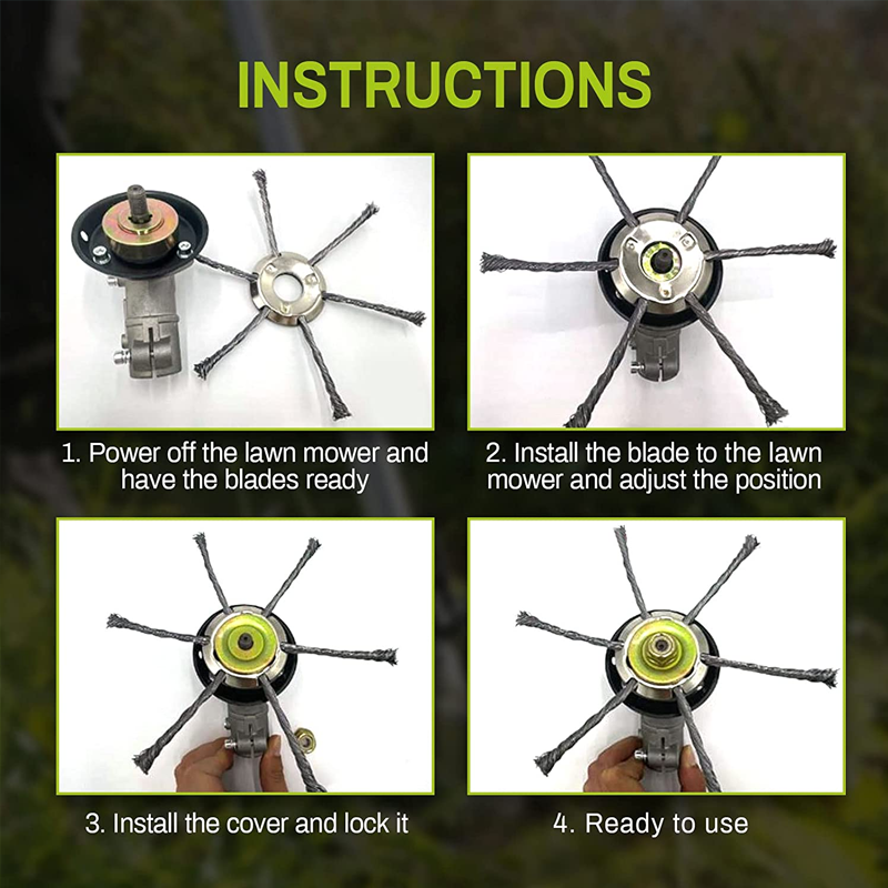 Lisslune | Steel cable lawn trimmer head, 3/6 head lawn trimmer cutting head